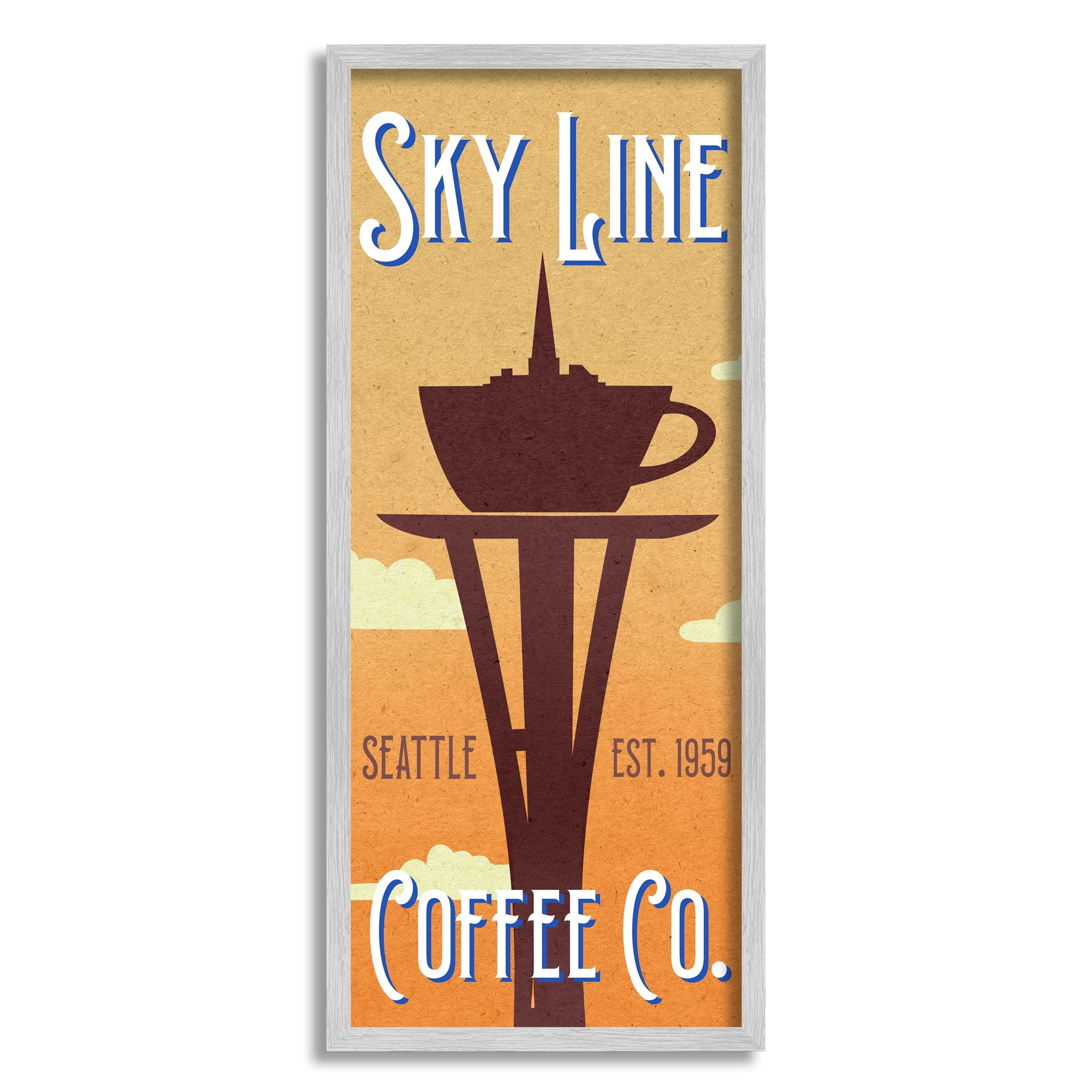 Stupell Industries Sky Line Seattle Coffee Company Cappuccino Saucer Tower, 10 x 24, Design by Daphne Polselli