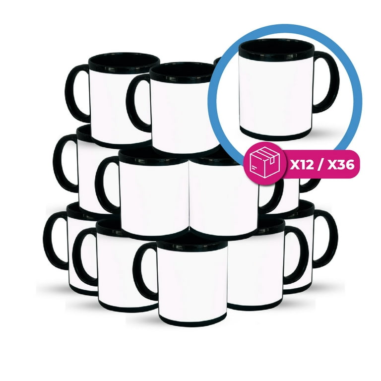 SketchLab Black mug for sublimation w/white window 11 oz - By Box of 12 and  36 ,Creating Custom Coffee Mugs, heat Press Sublimation Mug, Infusible  Blank with Sublimation Ink. 