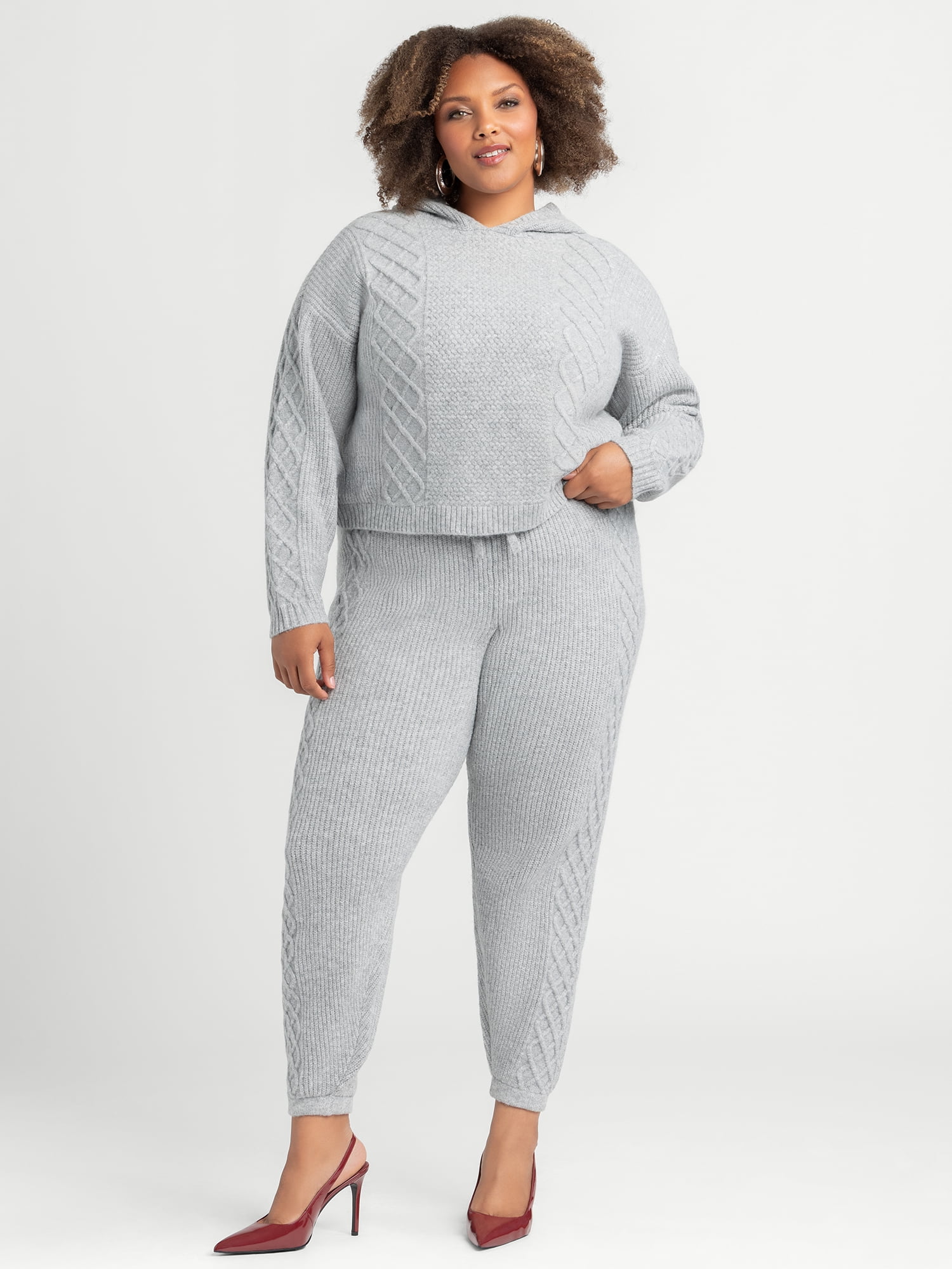 Jessica Simpson Women's Plus Baela Sweater Set Pant, Sizes 0X-4X