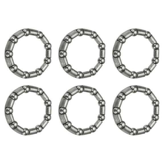 Uxcell Bike Ball Bearings, Bicycle Crank Bearing Retainer Stainless Steel Caged Wheel #6-3/16" x 9 Balls & 6 Pack & Silver