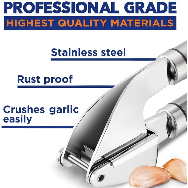 The Italian Kitchen Stainless Steel Garlic Press - Heavy Duty Garlic  Extruder