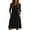 Black, variant on Dresses for Women Summer V Neck Casual Solid Color Cotton Swing Dress