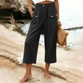 thumbnail image 5 of Luvrsol Capris for Women with Pockets Wide Leg Buttery Soft Stretch Casual Lounge Cropped Trousers S-2XL, 5 of 7