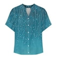 thumbnail image 4 of Cmfcve Women's Summer Tee Shirt Printed Short Sleeve Gauze Blouses V-Neck Stretchy Henley Button Shirts, 4 of 5