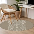 thumbnail image 4 of Japanese Round Area Rug 3Ft Washable Small Circle Rugs for Kitchen Entryway, Grey Simple Traditional Flowers Leaves Pattern Non-Slip Carpet Floor Mats Indoor Outdoor Carpet Runner Home Decor, 4 of 8
