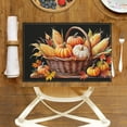 thumbnail image 4 of Fall Vintage Placemats Woven Basket Pumpkins Corn Cobs Fade-Resistant Place Mat Autumn Leaves Washable Placemat for Table Coffee Table Restaurant Deco Set Of 6 17.7x13 Inches, 4 of 5