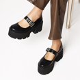 thumbnail image 4 of Elegantes zapatos de cuero para mujer Estilo británico Hebilla de cinturón Estudiante Cómodo Usable Casual Tacones altos gruesos Sandalias con correa de tobillo de color sólido Wmkox8yii  ghj2546, 4 of 5