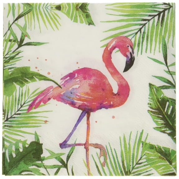 Paperproducts Design PPD Tropical Flamingo Beverage/Cocktail Paper Napkins 5"x5"