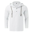 thumbnail image 3 of RUTAYY Men's Shirts Casual Solid Color Casual Button Long Sleeve Hooded Comfortable Breathable Indoor Outdoor Activities Classic Seaside Blouse, 3 of 4