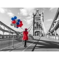 thumbnail image 2 of Frank, Assaf 24x19 White Modern Wood Framed Museum Art Print Titled - Tourist with colorful balloons on Tower Bridge, London, UK, 2 of 4