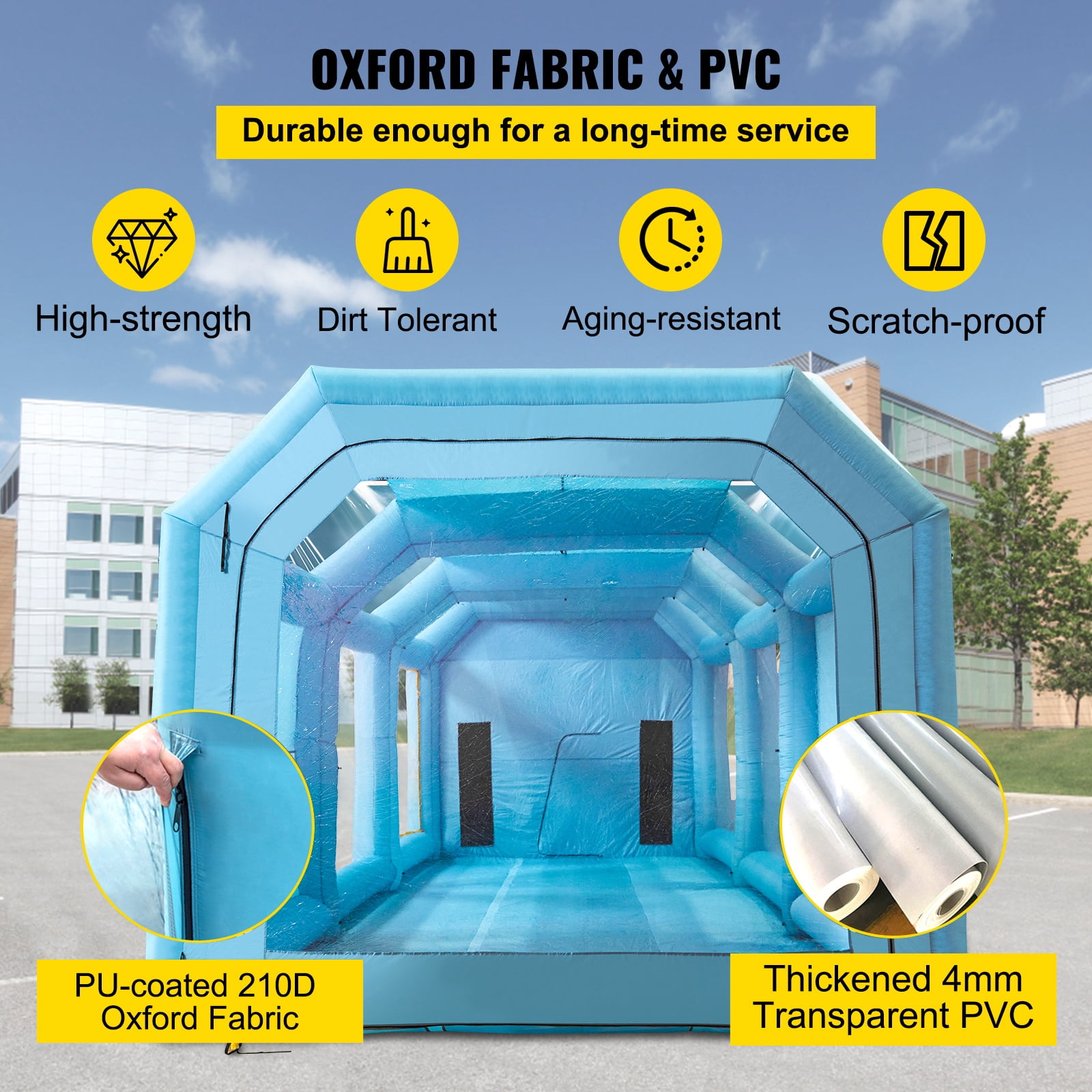 VEVOR Inflatable Paint Booth, 39.4x16.4x13.1 ft Spray Paint Booth, with 2 Powerful Blowers, Inflatable Spray Booth with Air Filter System, Car Paint Booth for Car Parking Tent Workstation, Blue