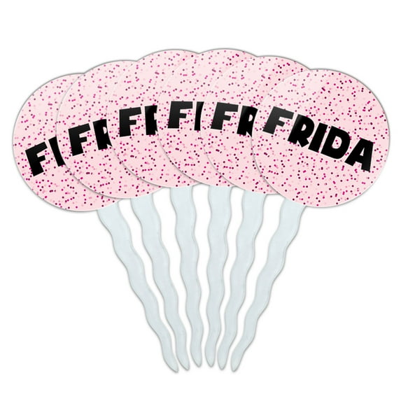 Frida Cupcake Picks Toppers - Set of 6 - Pink Speckles