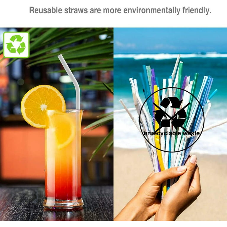 Casewin Set of 12 Large Reusable Silicone Straws, Thick Smoothie Silicone  Drinking Straws Kids with Cleaning Brushes- Extra Long Flexible -for 20oz