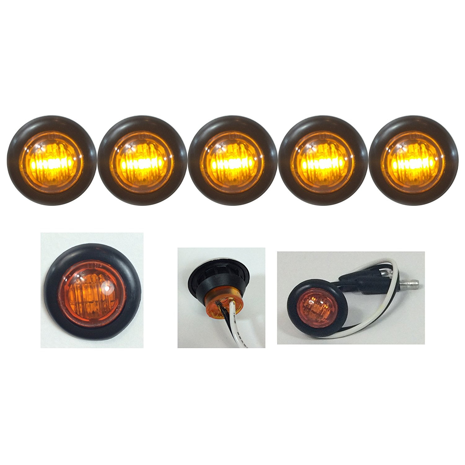 BULLET PLUGS 20-3/4" AMBER 3 LED CLEARANCE SIDE MARKER TRUCK TRAILER LIGHTS W BULLET PLUGS 20-3/4" AMBER 3 LED CLEARANCE SIDE MARKER TRUCK TRAILER LIGHTS W