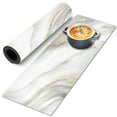 thumbnail image 1 of Camino de Mesa y Salvamanteles Termo Resistentes p/ Platos Calientes - Impermeables p/ Proteger Mesa y Encimera - Protector de Calor p/ Cocina y Comedor 350°F 40" - Mármol Blanco Dorado, 1 of 7