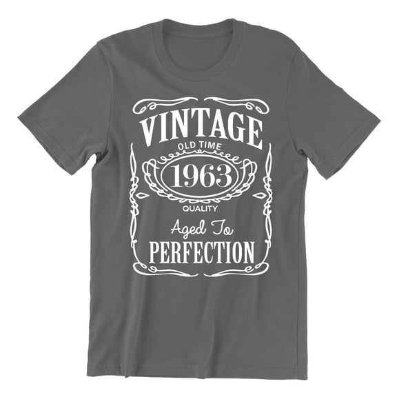 60th Birthday VINTAGE 1963 Men's T-shirt, L, Charcoal