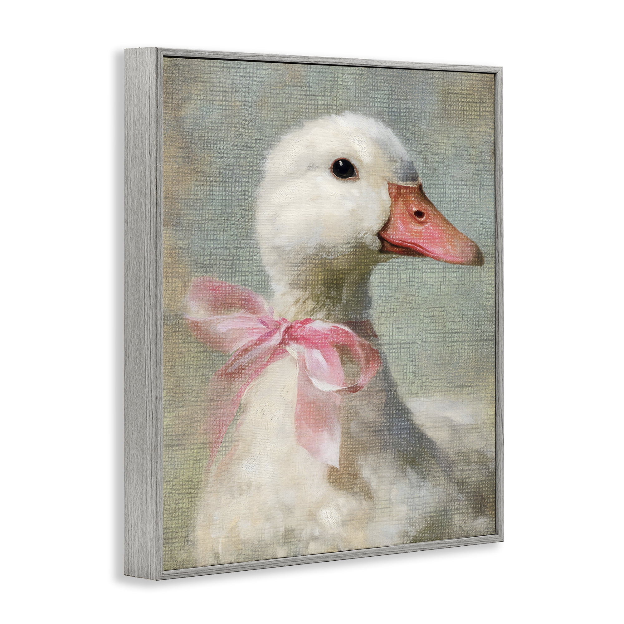 Stupell Industries Portrait of Pink Bow Goose Gray Framed Giclee Art, design by LSR Design Studio