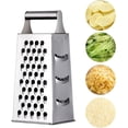thumbnail image 1 of Rallador de queso, cortador de verduras de acero inoxidable con 4 lados, 9,2 pulgadas de altura, rallador de caja grande, ideal para queso rallado, jengibre y frutas, plateado, 1 of 5