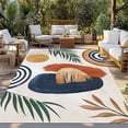 thumbnail image 2 of Boho Outdoor Rug for Patio/Deck/Porch, Non-Slip Large Area Rug 4 x 6 Ft, Bohemia Middle Century Leaves Abstract Minimalist Beige Indoor Outdoor Rugs Washable Area Rugs, Camping Rug Carpet Runner, 2 of 8