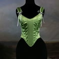 thumbnail image 2 of Feancey Womens Corsets Adjustable Shoulder Straps Bustier Tops Lace Up Vintage Overbust Corsets Halloween Dressy Elegant Body Shapewear Tank Top Green L, 2 of 10