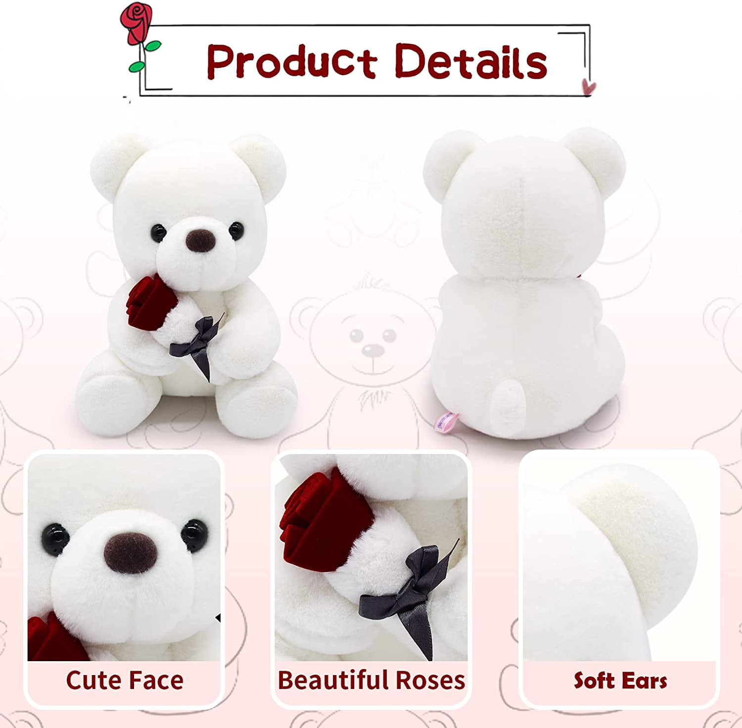 Teddy Bear Plush Toy Teddy Bear Stuffed Animal with Rose, Kawaii Brown  Stuffed Teddy Bear Plush Bear Bear Plushie Toy for Kids Girl Girlfriend  Birthday Valentine's Day Gifts - Walmart.com