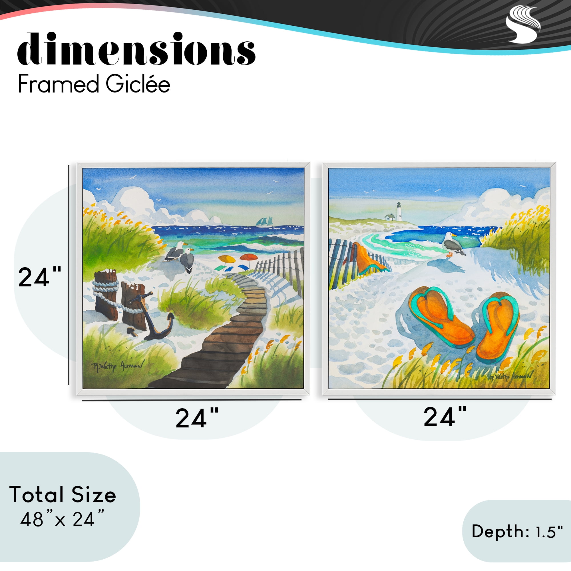 Stupell Industries Boardwalk Through Beach Scenery 2 Piece White Framed Giclee Art Set, design by Robin Altman