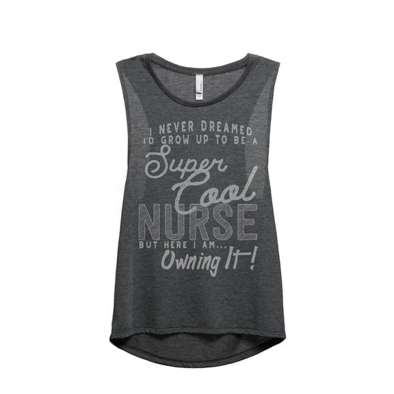 Thread Tank Super Cool Nurse Women's Sleeveless Muscle Tank Top Charcoal X-Large