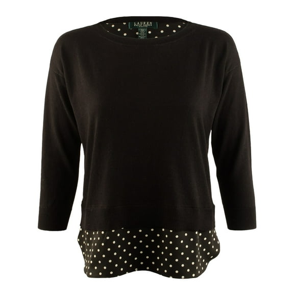 Petite Women's Layered Crewneck Sweater-B-PS