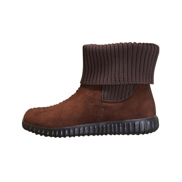 Women's Ankle Boots, Slip On Winter Casual Boots, Flat Round Toe Shoes for Daily Comfort