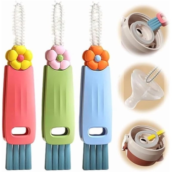 3 in 1 Cup Lid Cleaning Brush,Crevice Cleaning Brush for Bottle Gap Tight Spaces Cup, 3 in 1 Multifunctional Cleaning Brush Portable Cup Lid Cleaner with Brush