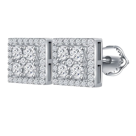 KIJ 0.62 Carat Square Moissanite Stud Earrings,925 Sterling Silver 14K White Gold Plated VVS1 Gra Certified Hypoallergenic Gifts for Men Women