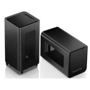 JONSBO V11 BLACK Mini- ITX Tower Computer Case,with PCI-E 4.0 Rise Cable ,Integrated Aluminum Alloy Shell ITX case, Pull-out Liner Design ,Support Air Cooling(Max.70mm),140mm FAN*1,Black