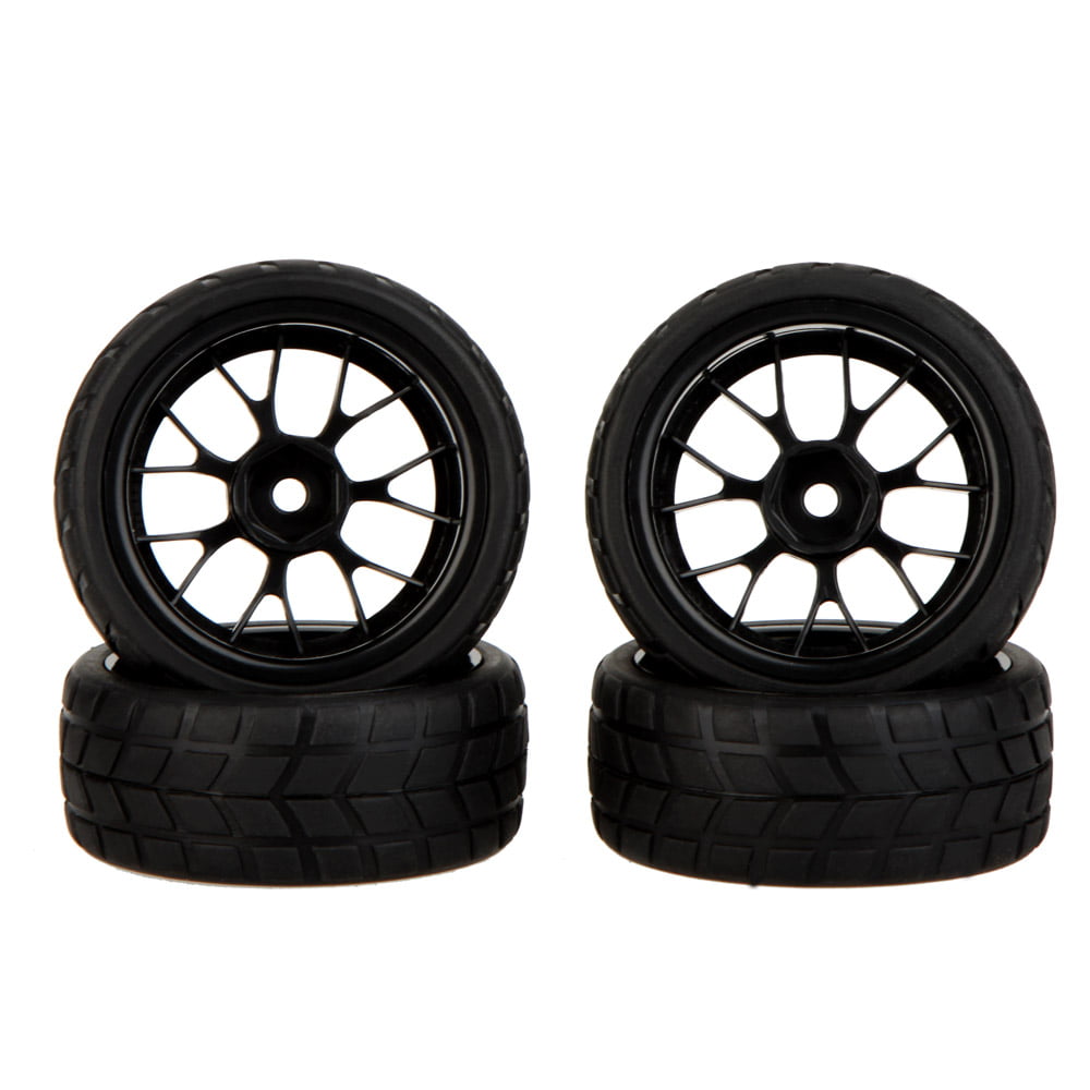 4PCS Rubber Tyre Wheel Rim 1:10  RC Car On Road Racing Set For HPI HSP DHG 