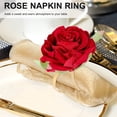 thumbnail image 6 of 12 PCS Red Rose Shape Towel Buckle Napkin Ring Wedding 's Day Hotel Table Decor Metal Gold Napkin Holder, 6 of 10