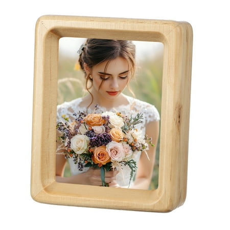 3 x 4inch Natural Wood Photo Frames, Mini Wood Finish Picture Frame Wood Tabletop Frame with Mat for Desktop Display Wall Mounting, Wood color