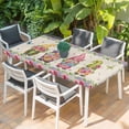 thumbnail image 2 of Spring Gnomes Table Cloths for 6 Foot Rectangle Tables, Vintage Botanical Blossom Rose Leaves Patio Waterproof Elastic Fitted Tablecloths, Washable Rectangular Table Cover for Camping, 2 of 8