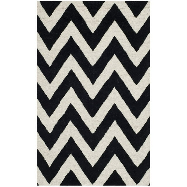 Safavieh Cambridge 10' X 14' Hand Tufted Wool Rug in Black and Ivory