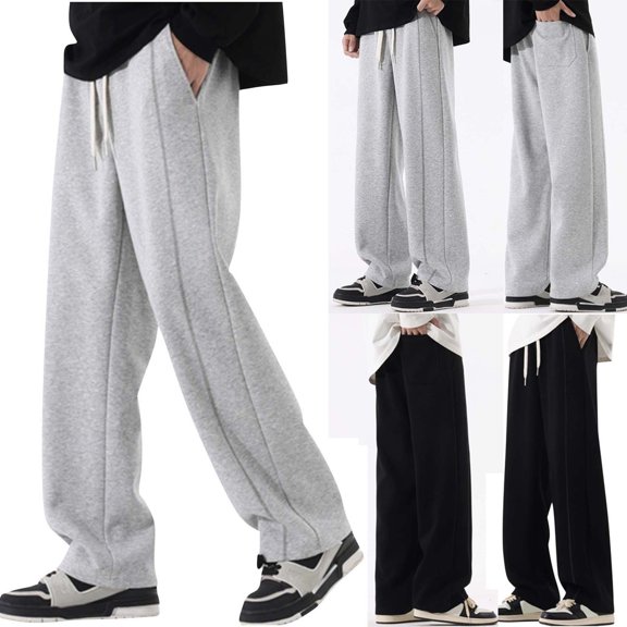 RYDCOT Men's Lightweight Sweatpants Open Bottom Sweat Pants for Men Straight Leg Gym Sweatpants Lounge Pants with Pockets(Big&Tall) Gray