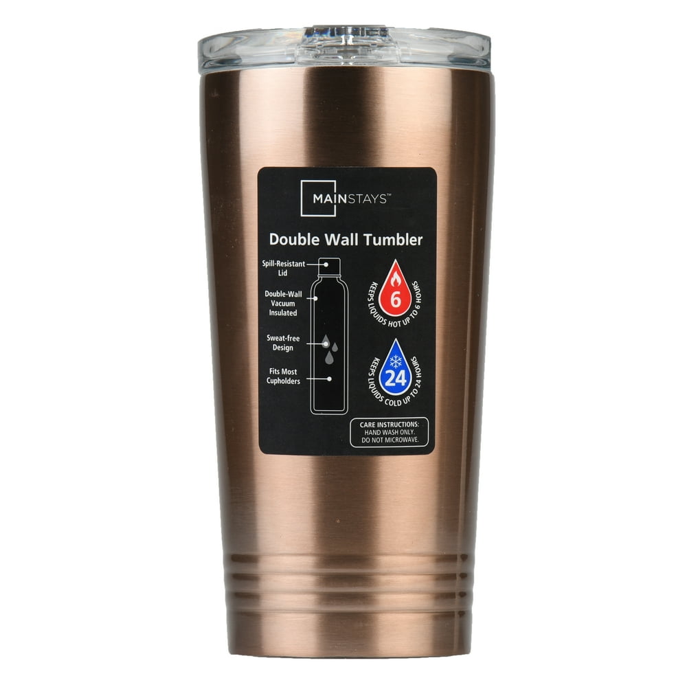 Mainstays 16oz Stainless Steel Double Wall Insulated Rose Gold Tumbler