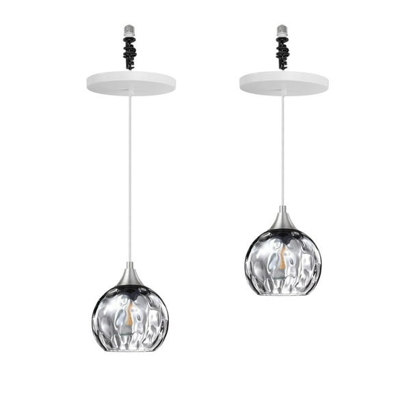 Kiven Instant Light Conversion Kit for 4/5/6inch Hole,Gray Glass Farmhouse Lighting Recessed Can Light Conversion Kit to Pendant with E26 Screw-in Adapter for Kitchen Island Living, Set of 2 TB3277