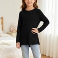 thumbnail image 3 of YUANxueke Girls Ribbed Knit Tunic Tops with Side Pockets Crewneck Long Sleeve Side Split Hem Casual Tops for 5-15 Years, 3 of 6