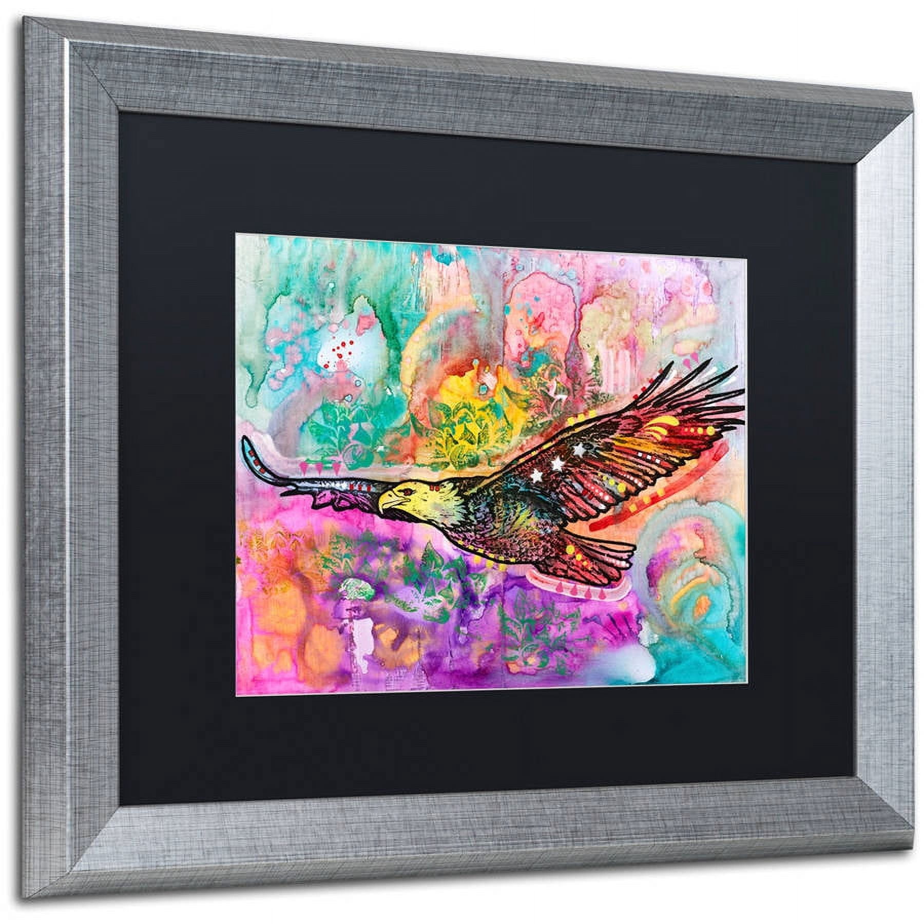 Trademark Fine Art "Eagle" Canvas Art by Dean Russo, Black Matte, Silver Frame