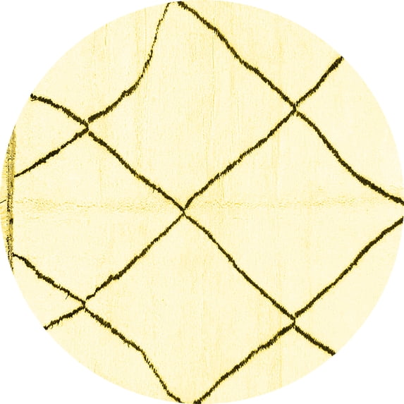 Ahgly Company Machine Washable Indoor Round Solid Yellow Modern Area Rugs, 3' Round
