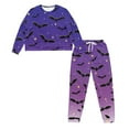 thumbnail image 4 of Yuyamidu Purple Bat Long Sleeve Pajamas for Women Set of 2 Halloween Loungewear Tops and Pants Casual Sleepwear Size 2XL Soft Pj Sets Womens Nightwear with Pockets, 4 of 7