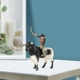 thumbnail image 1 of Modelo de granja de simulación, figura de equitación de ganado en miniatura, juego de rol de vaquero con estatuilla de toro para diseño de Diorama, Pie de CUTICAT Estatuilla de monta de toros, 1 of 8