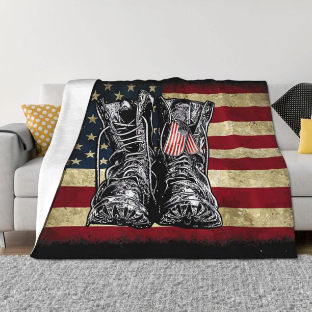 Fotbe Veterans Day1 Manta de Franela con Estampado, Manta Ultrasuave para Cama, Sofá, Auto, Hipoalergénica y Antibolitas-50"x40"