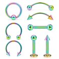 thumbnail image 1 of 10PCS Stainless Steel Tongue Pin Nipple Ring Eyebrow Lip Nail Body Piercing Jewelry Set(Colors), 1 of 1