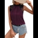 thumbnail image 2 of Blusas Sin Mangas de Encaje para Mujer, Blusas Plisadas de Verano 2025, Blusas Elegantes e Informales Sin Mangas. Vino Tinto L, 2 of 9