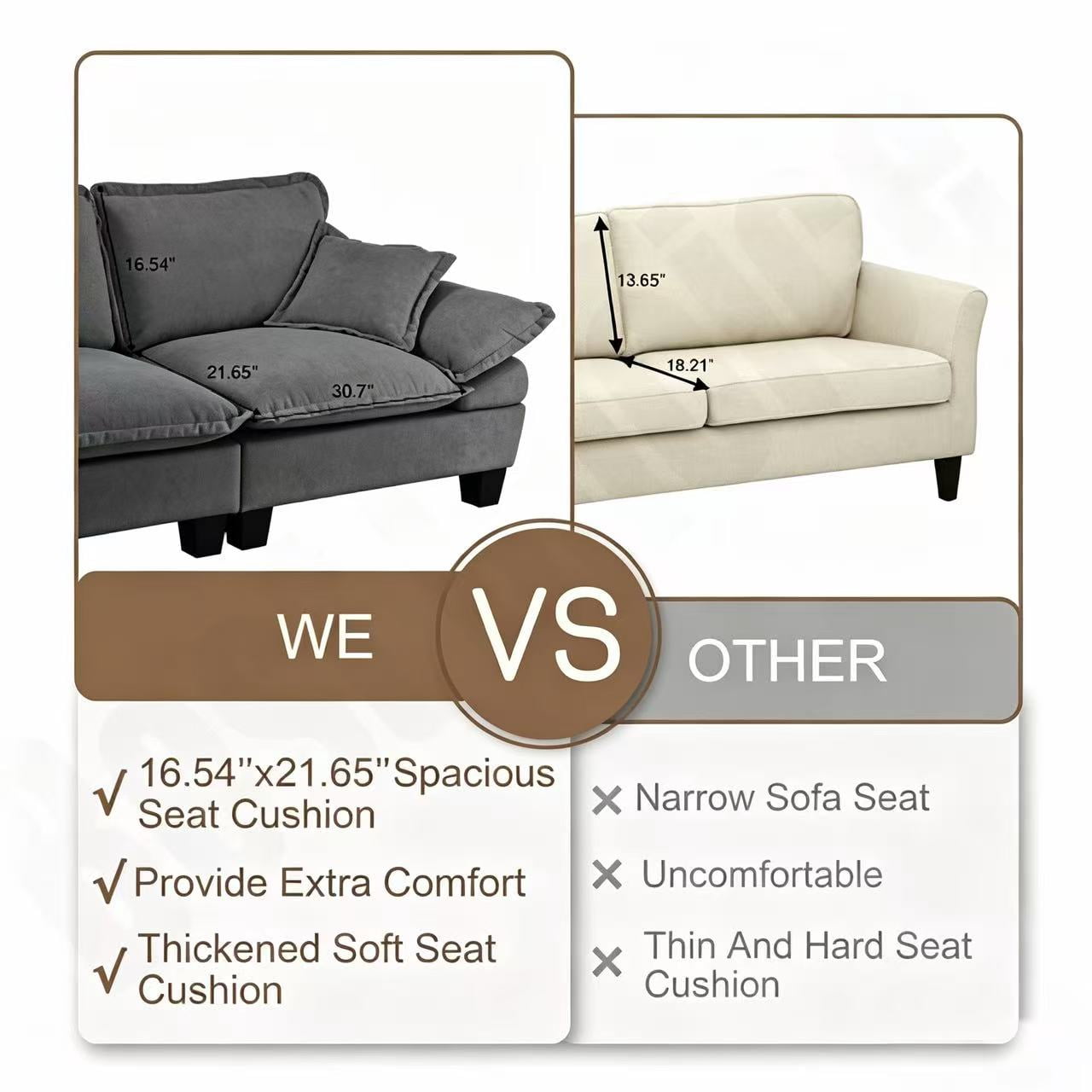 AISWORD Loveseat Sofa with Storage Console, USB Charging Ports & Cup Holders, 2-Seater Sectional Couch for Small Spaces, Grey