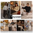 thumbnail image 5 of TEMOFON Womens Sweatshirts Long Sleeve Shirts for Fall Tops Crew Neck Winter Clothes Fleece Lined Loose Fitting Tops for Women Light Grey 2XL, 5 of 9